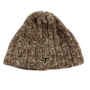 Fox Head Beanie Hat Brown Marled Knit Winter Warm Cap Wool Alpaca Blend